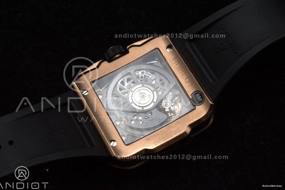Edition 42mm Strap 1116 Square Bang Bezel RG 1:1 Rubber Black Best Dial A Skeleton on Unico Affordable Ceramic BBF 1022